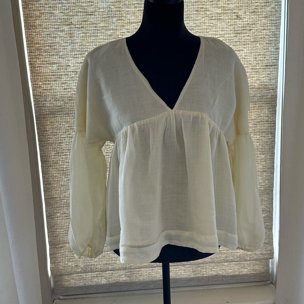 EVERY Elegant Pale Yellow V-Neck Women's Top